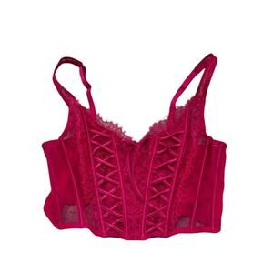 Victoria's Secret Red Lace Corset Bra Bustier Fairy Coquette XL